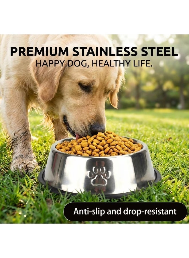 Queens Pack of 2 Stylish Stainless Steel Dog Bowls - Rust-Resistant, Easy to Clean, and Perfect for Hygienic Feeding of Your Canine Companion - Image 4